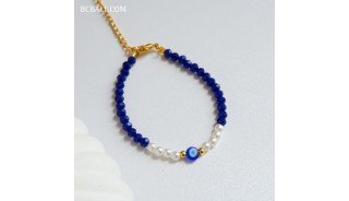 Handcrafted Evil Eye Crystal Beads Bracelet Handmade in Bali